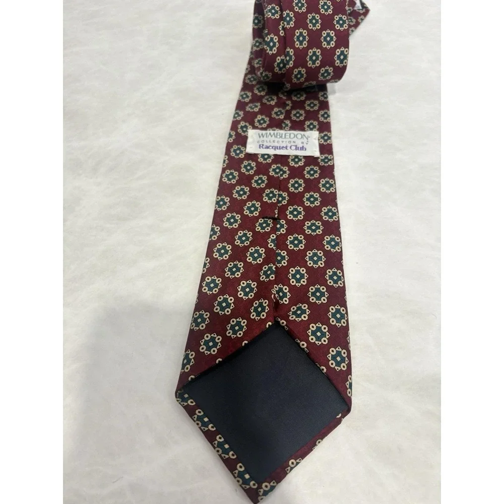 Vintage Wimbledon Collection By‎ Racquet Club Silk Tie Made in Italy Geometric